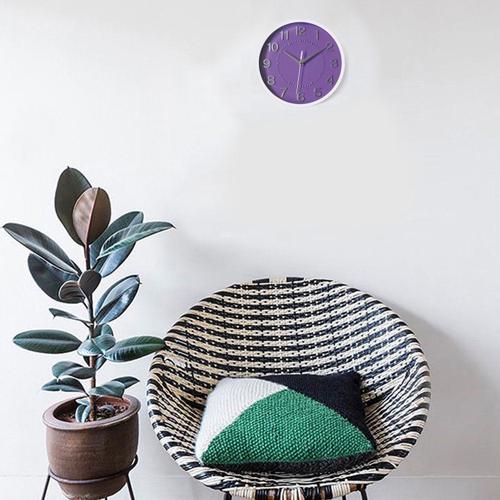 Decor Silent Wall Clock 10 Inches 3D Numbers Non-Ticking Decorative White Wall Clock Battery Operated Round Easy to Read for School/Home/Office/Hotel