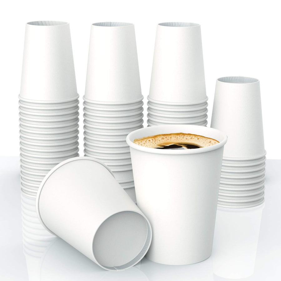 8 oz – White Coffee Paper Cups for Tea Water and Cocoa 