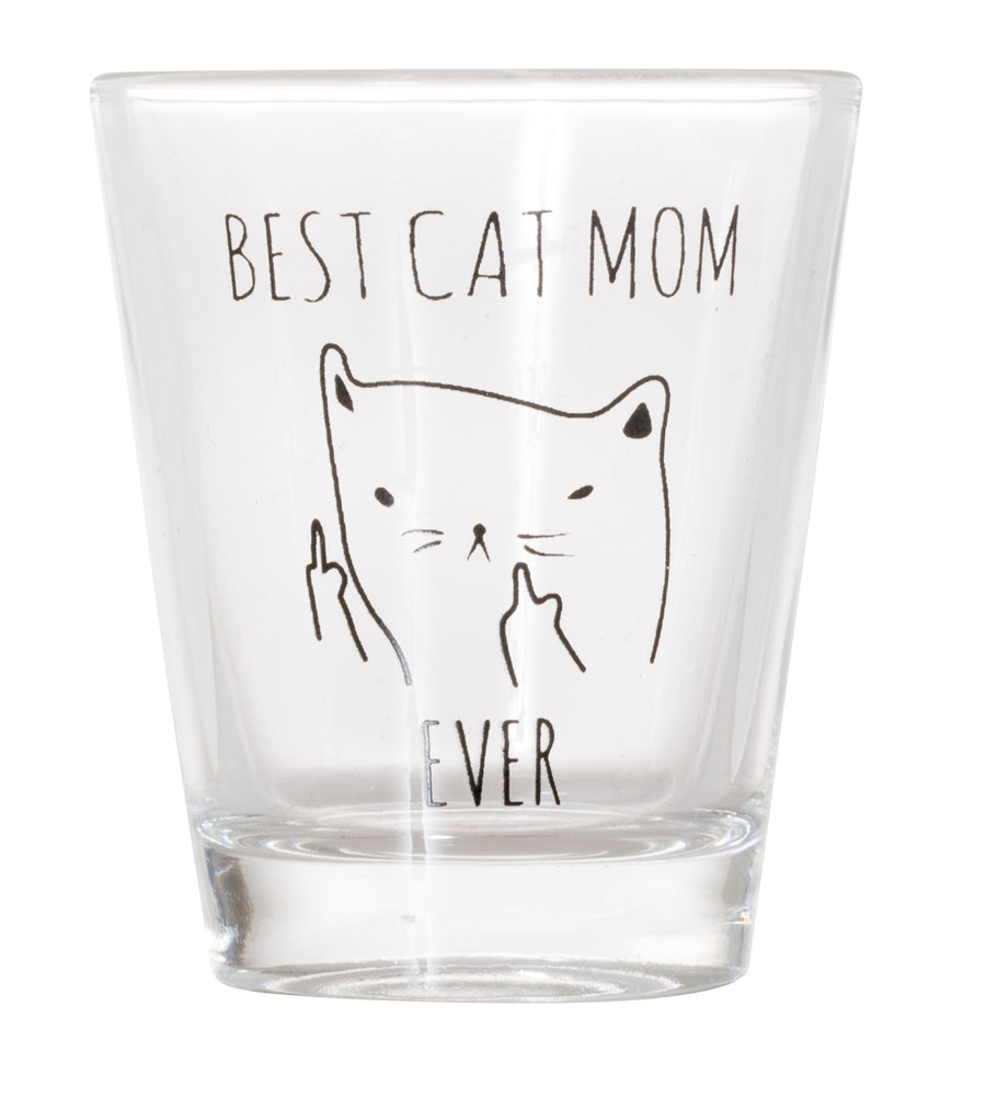 Best Cat Mom Ever - Funny Cat Gifts, Cat Shot Glass, Funny Middle Finger Cat Shotglass (1)