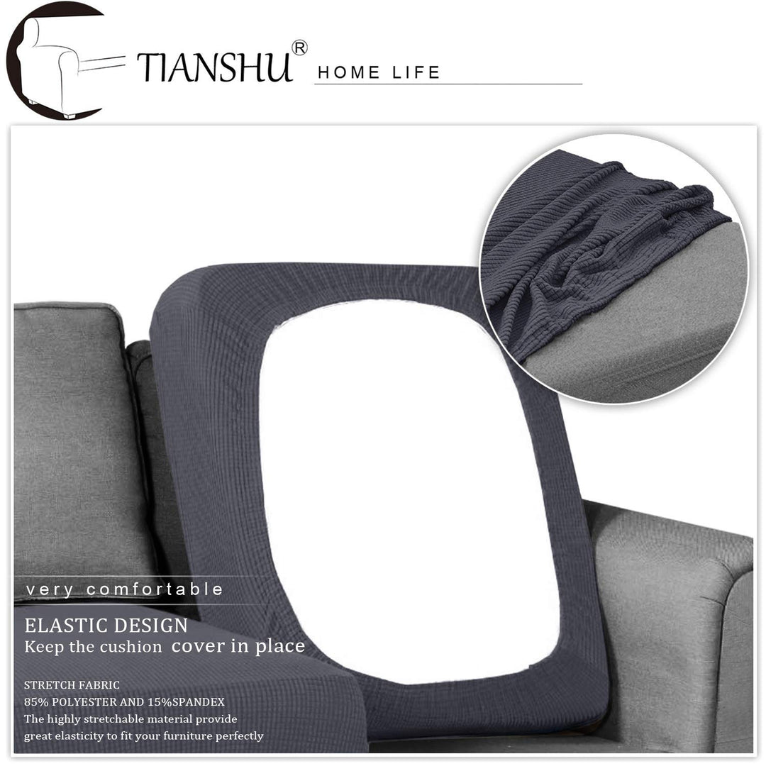 High Stretch Loveseat Cushion Cover, 1-Piece Jacquard Sofa Cushion slipcover for Loveseat, Durable Cushion Protector Furniture Cover Couch Seat Cover for 2 Cushion Couch(Medium, Gray)