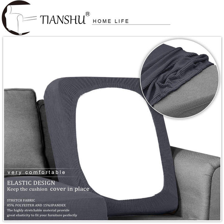 High Stretch Loveseat Cushion Cover, 1-Piece Jacquard Sofa Cushion slipcover for Loveseat, Durable Cushion Protector Furniture Cover Couch Seat Cover for 2 Cushion Couch(Medium, Gray)
