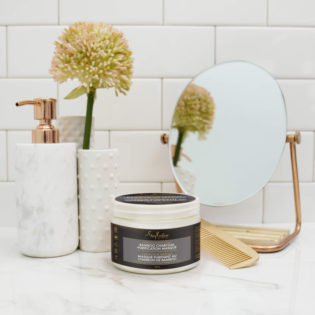 SheaMoisture African Black Soap Bamboo Charcoal Purification Masque Hair Treatment, 12 Ounce