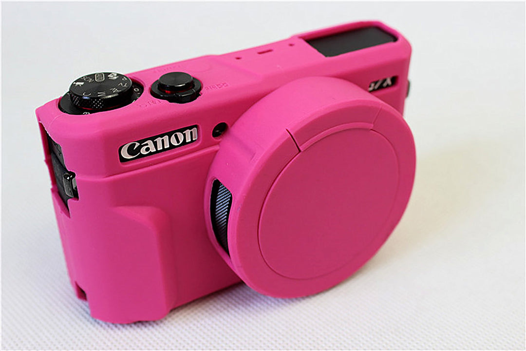 Removable Lens Cover Silicone Gel Rubber Soft Camera Case Cover for Canon PowerShot G7x Mark ii Camera Magneta