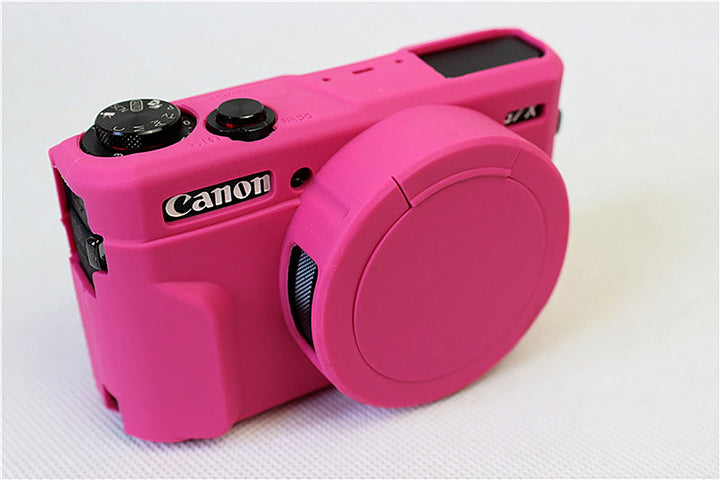 Removable Lens Cover Silicone Gel Rubber Soft Camera Case Cover for Canon PowerShot G7x Mark ii Camera Magneta