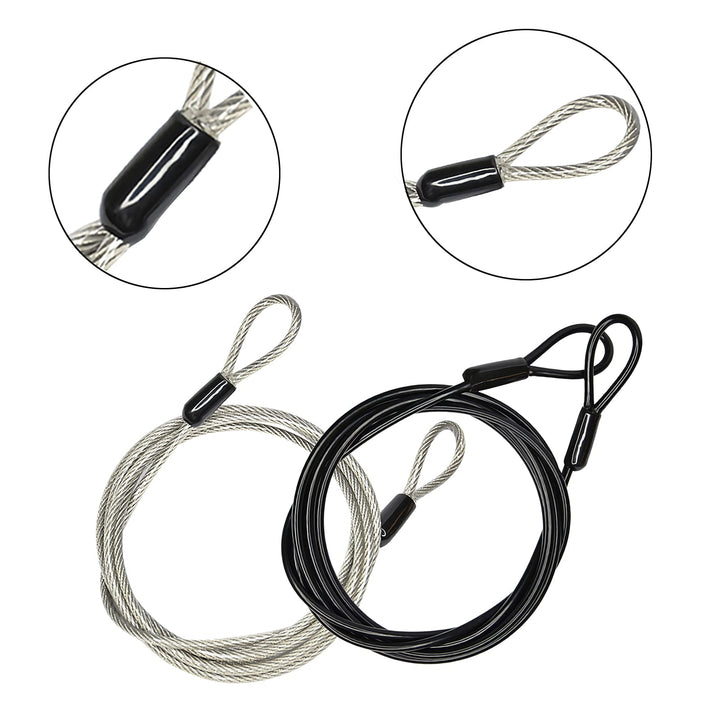 100CM/3.3ft 3mm Outdoor Travel Security Cable Lock,Braided Steel Coated Safety Cable Luggage Lock,Safety Cable Wire Rope Double Loop Lightweight GOMRQING (2 Pack)