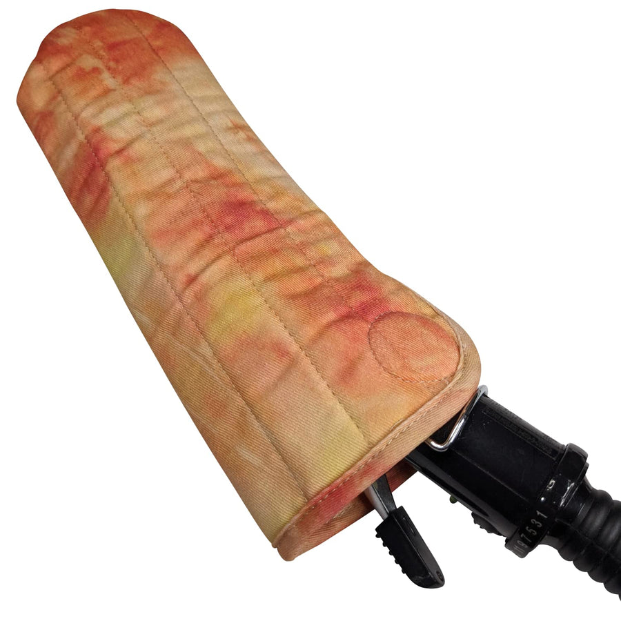 Case/Cover [Heat Resistant] for Curling Irons, Flat Irons or Straighteners, and Styling Irons, Silicone Coated Lining and Quilted Cotton Pouch for Travel, Gym, or Home [Tie Dye Red]