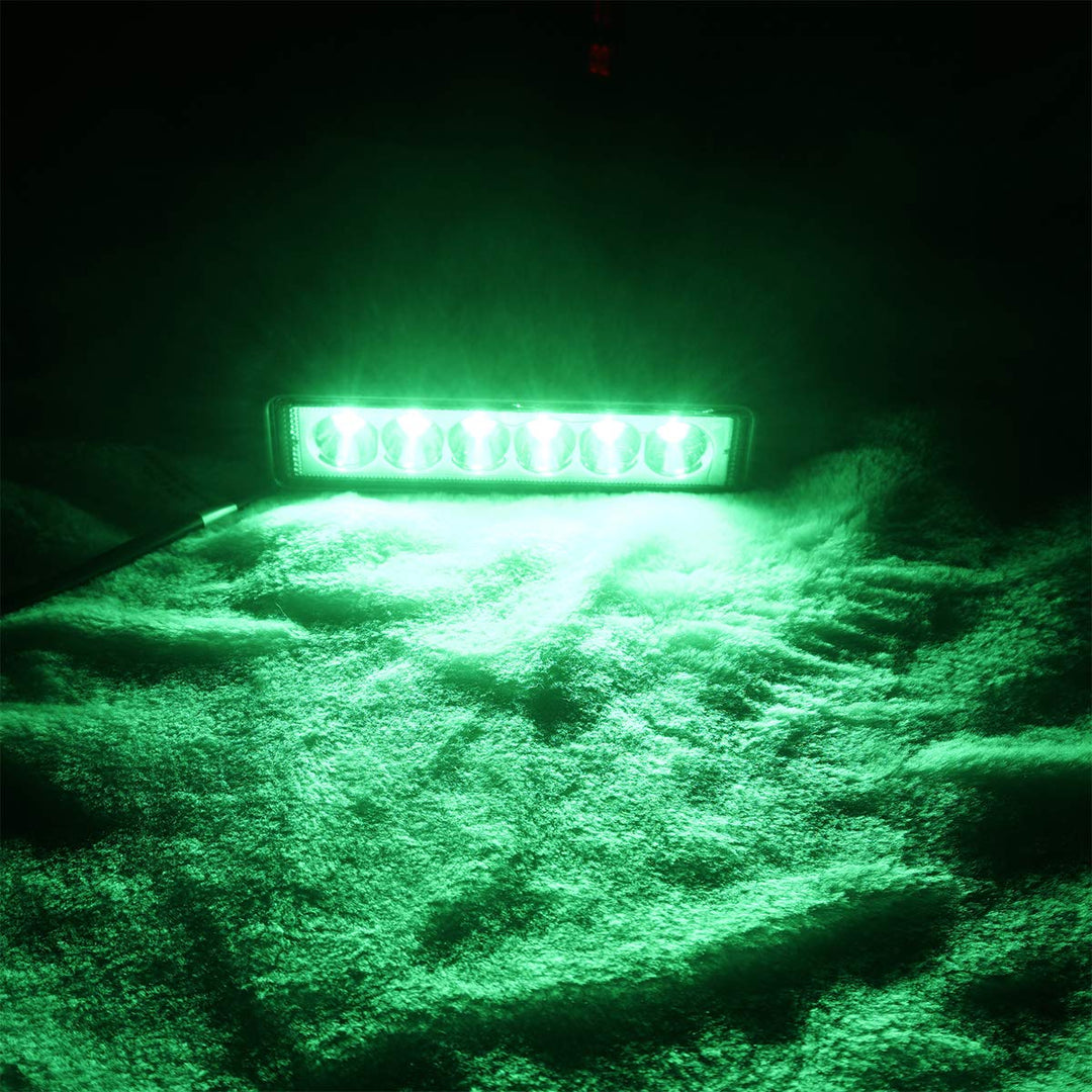 Green Led Light Bar 2PCS 18W Spot Driving Fog Light Off-road Work Light Waterproof Compatible for Boat ATV SUV Truck Pick-up Van Fishing Hunting Navigation 12v 24v