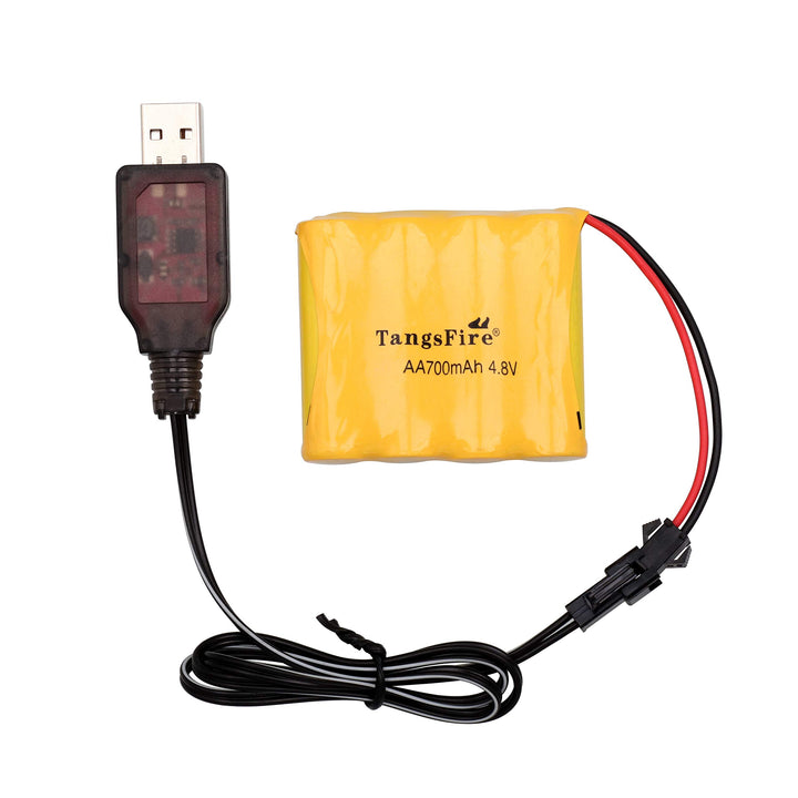 4.8V 700mAH Battery Rock Off-Road AA Batteries SM 2P Plug with USB Charging Cable for C181 C182 C185 1/18 Scale Off-Road Rock Crawler Remote Control RC Car TrucksFour Wheels Race Car