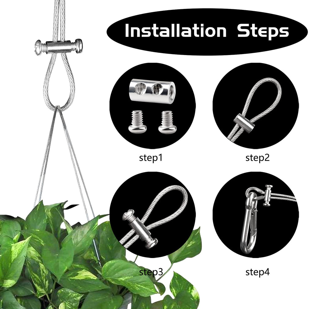 FSHIHINE 100PCS Wire Rope Clips Clamp Adjustable Wire Rope Grips for 1-2 mm Diameter Wire Rope and Cable Wire Rope Lock with End Screw Stopper and Screwdriver I Shaped Wire Rope Clamp