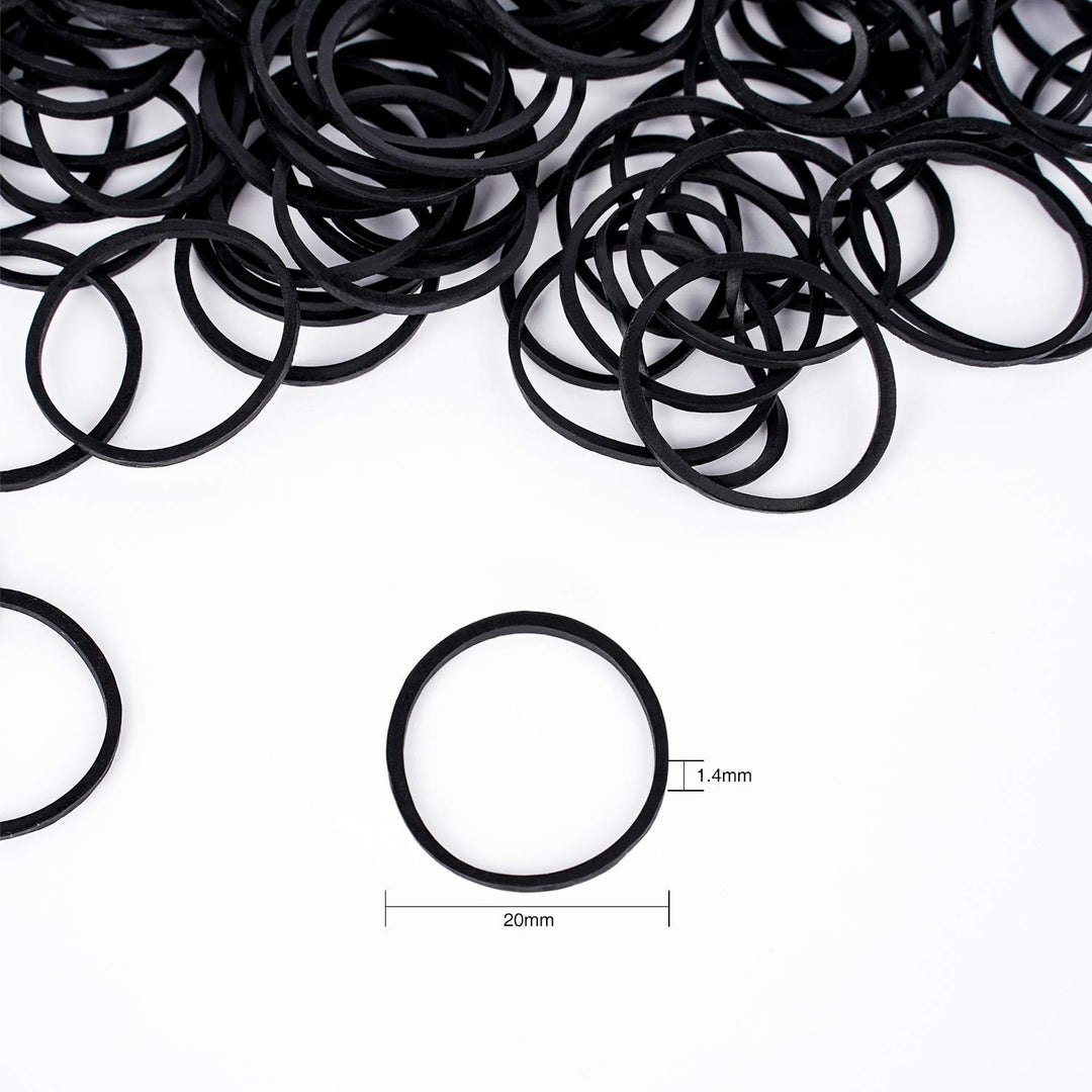 3/4” Inches Black Hair Rubber Bands for Hair Ties Small Elastics Bands Large Hair Braiding Ponytail Holders for Baby Toddler Girls Kids Thick Hair Mini Bands No Damage 600pcs (M) Latex-Free