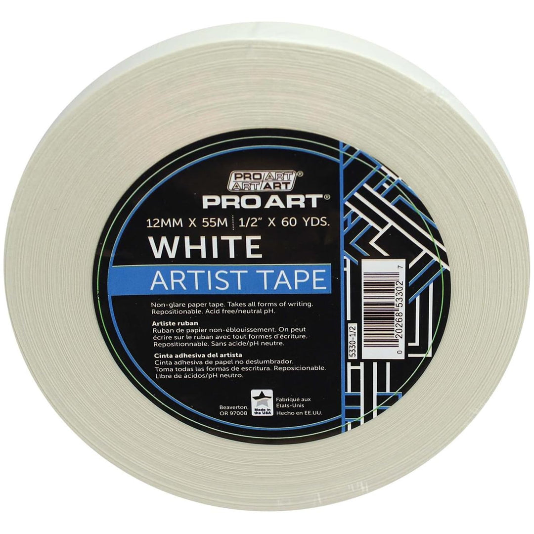 Pro Art Artist Tape, 1/2-Inch by 60-Yard, White, 1/2-inch x 60-Yard Roll