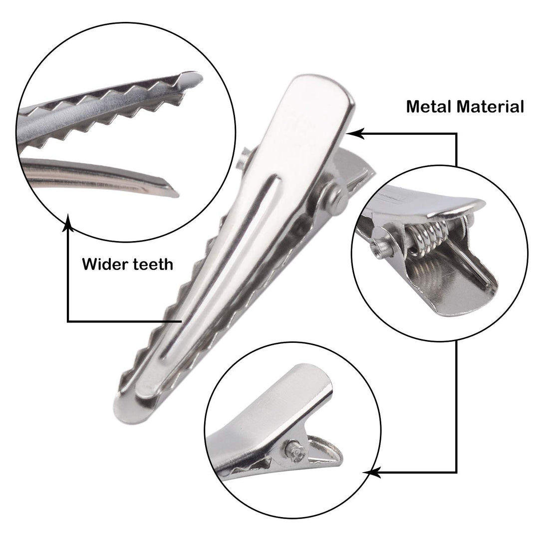 Alligator Hair Clips, 100 Pieces Silver Metal Alligator