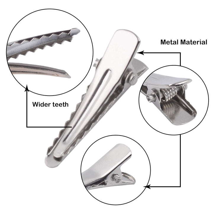Alligator Hair Clips, 100 Pieces Silver Metal Alligator