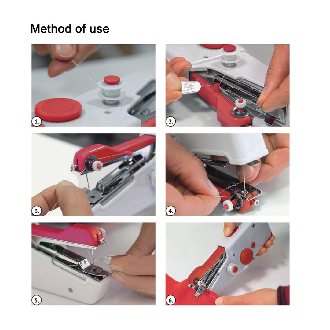 Handheld Sewing Machine, Small Portable Sewing kit, Mini Electric Sewing Machine, for Beginner /DIY Clothes Fabrics/Home Travel, with Sewing Threads, Needles, Threader, Scissor, Safety Pins, Thimbles, Orange