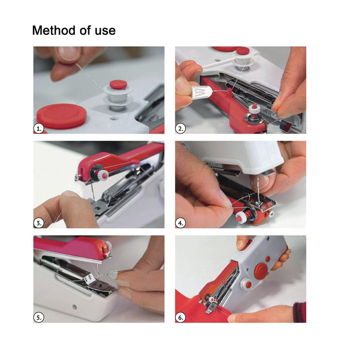 Handheld Sewing Machine, Small Portable Sewing kit, Mini Electric Sewing Machine, for Beginner /DIY Clothes Fabrics/Home Travel, with Sewing Threads, Needles, Threader, Scissor, Safety Pins, Thimbles, Orange