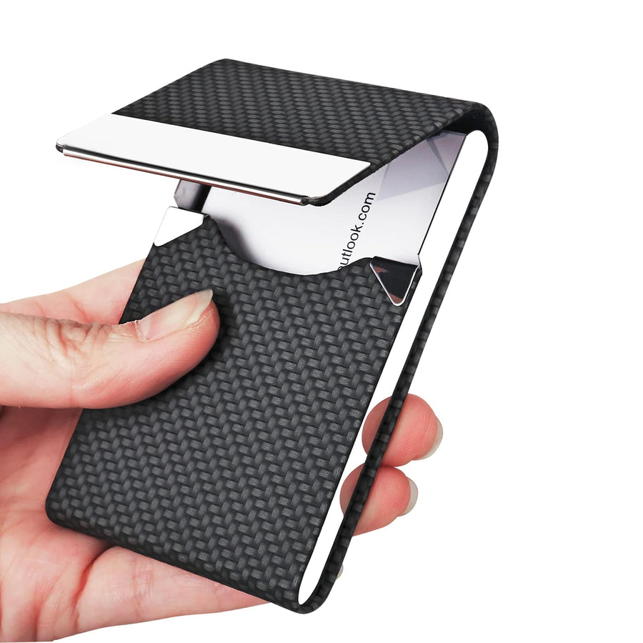 Business Card Holder - Professional Business Card Case Metal Name Card Holder Pocket Business Card Carrier for Men & Women with Magnetic Shut (bz-Black)