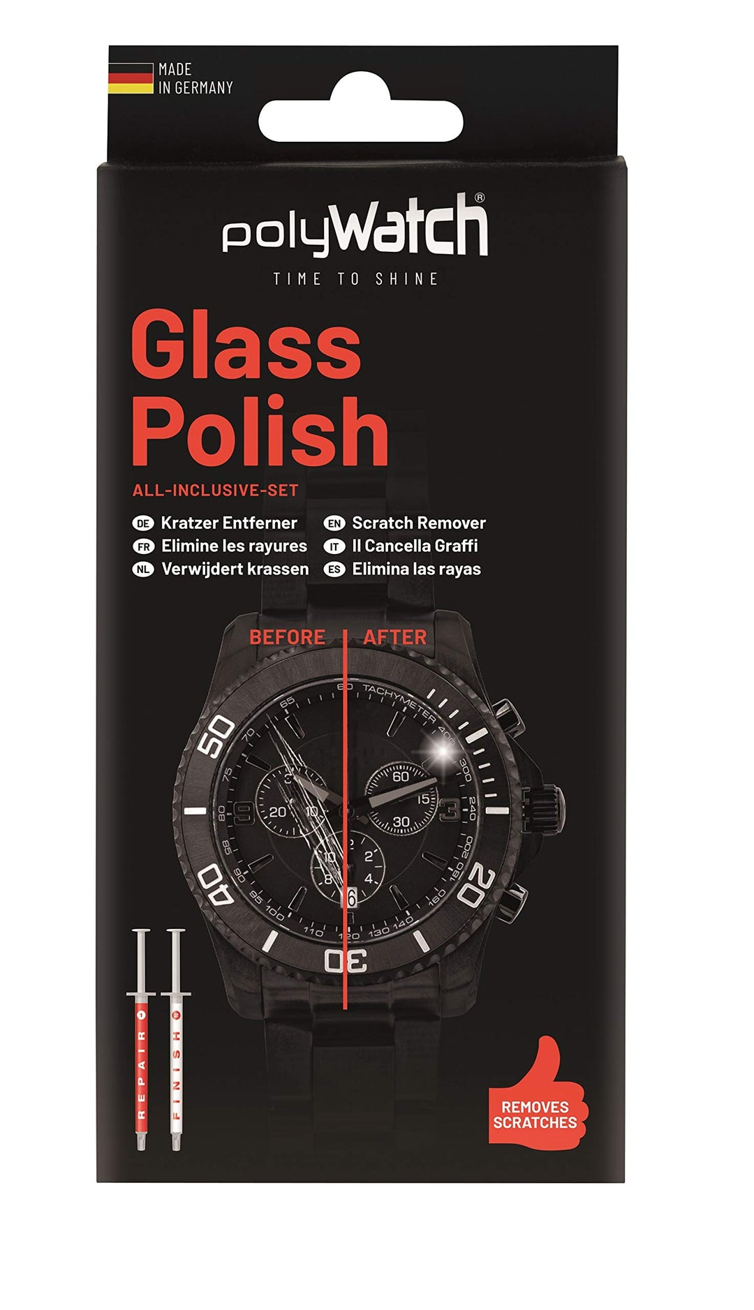 polyWatch glass polishing cream repair watches, smartphone, car, furniture, household, window