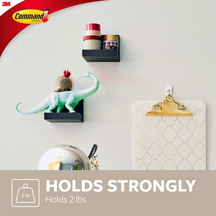 Display Ledges, Holds up to 2 lb, Slate, 2 Ledges with 8 Medium Strips, Damage Free Hanging Floating Shelf with Adhesive Strips, Personalize Living Room, Bedroom, Kids Room or Office