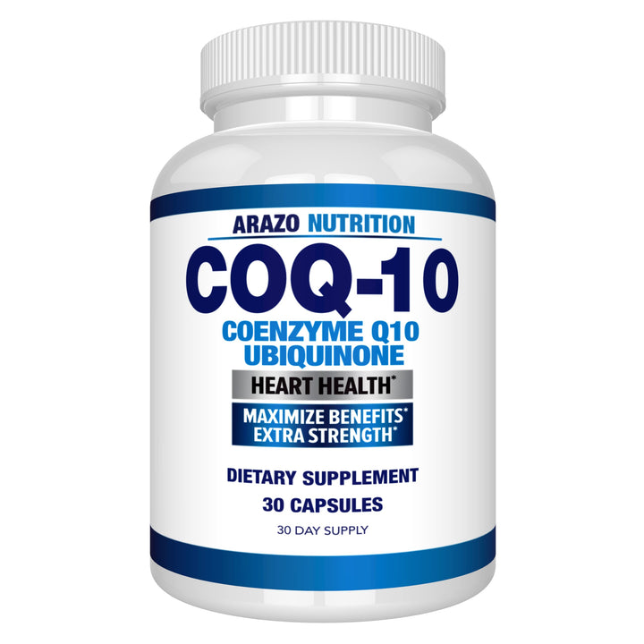 Arazo Nutrition CoQ10 Ubiquinone Coenzyme Q10-200mg Maximum Strength Nutritional Supplement - High Absorption Capsules with No Soy