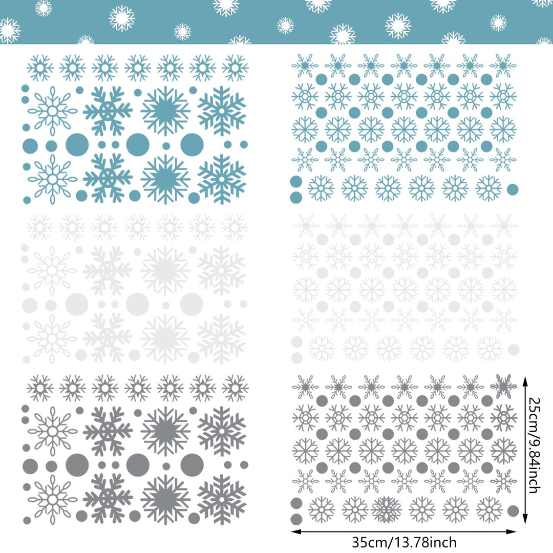 249 Pcs/ 6 Sheets Christmas Snowflakes Wall Decals Snowflake Wall Christmas Winter Silver and Blue Wall Decals Removable Home Decor for Christmas Party(Blue, Grey, White)