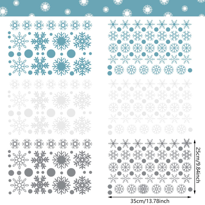 249 Pcs/ 6 Sheets Christmas Snowflakes Wall Decals Snowflake Wall Christmas Winter Silver and Blue Wall Decals Removable Home Decor for Christmas Party(Blue, Grey, White)