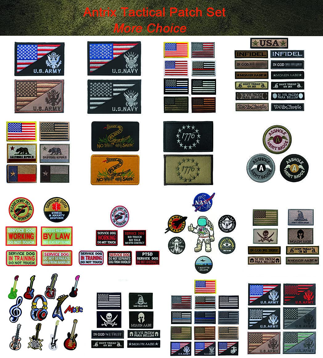 Antrix 2 Pcs US Flag Service Dog K9 Paw Tracker Tactical Military Police Dog Army Dog Patch Hook & Loop Dog Patch for Medium and Large Dog Vests Harnesses Collar