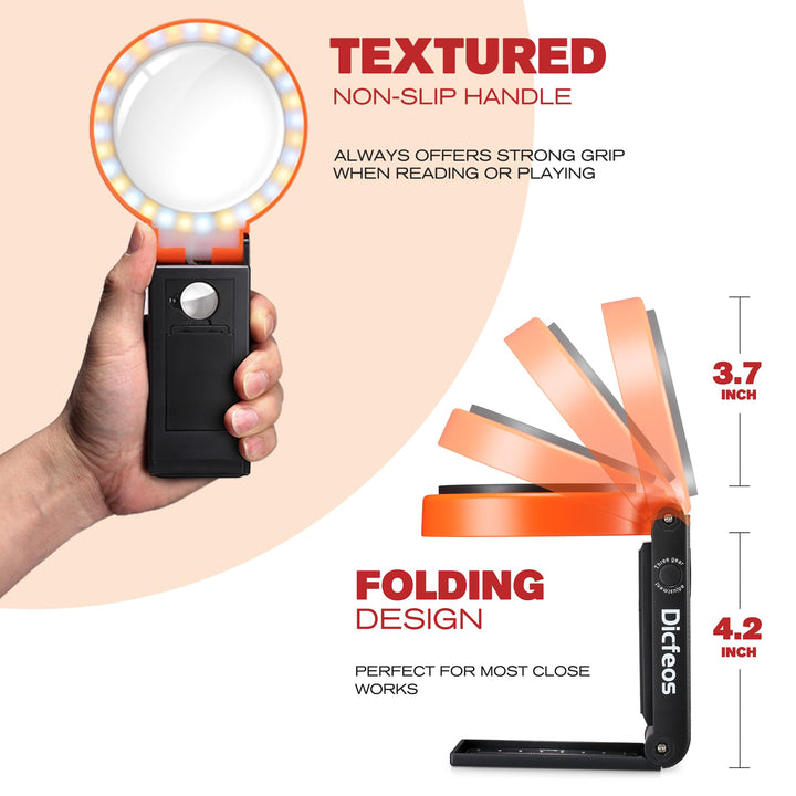 Dicfeos 30X 40X Magnifying Glass with Light and Stand, 