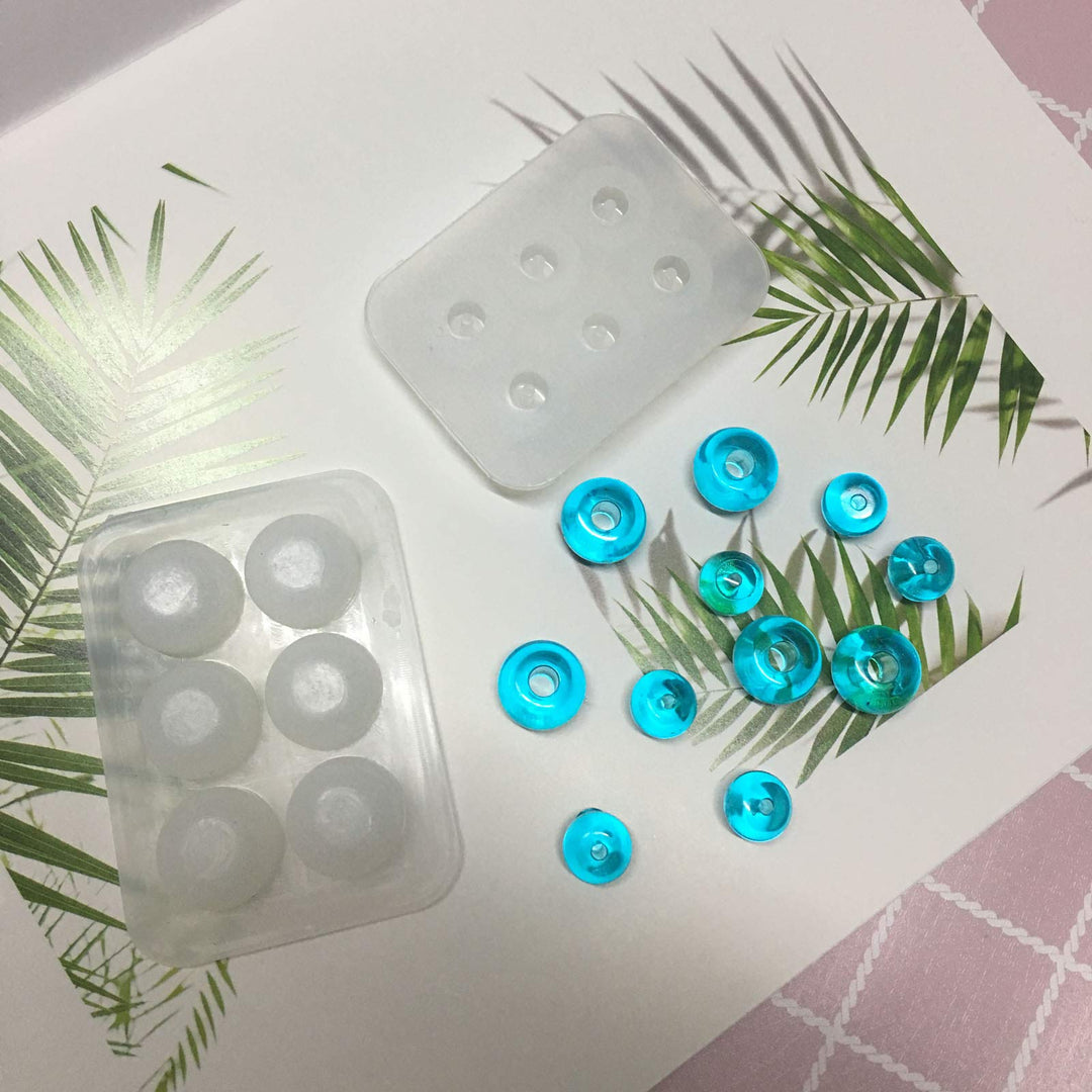 Szecl 2Pcs Jewelry Bead Resin Mold with Holes Round Sil