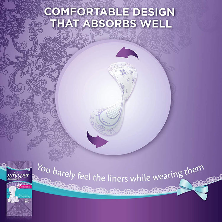 WHISPER DAILY LINER , 40 NORMAL PADS, FOR NON PERIOD DA