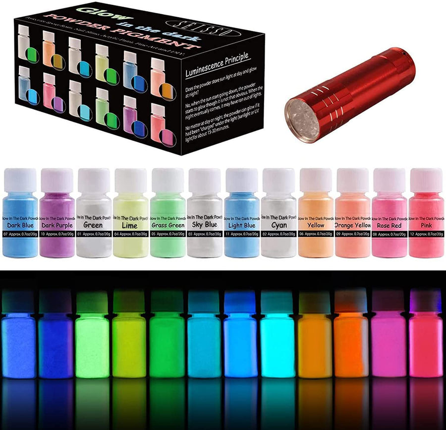 Glow in the Dark Pigment Powder, Halloween 12 Color 0.7