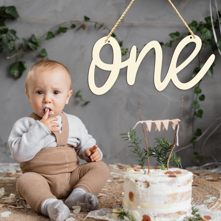 One Wooden Sign One Cutout Letter for 1st Birthday Part