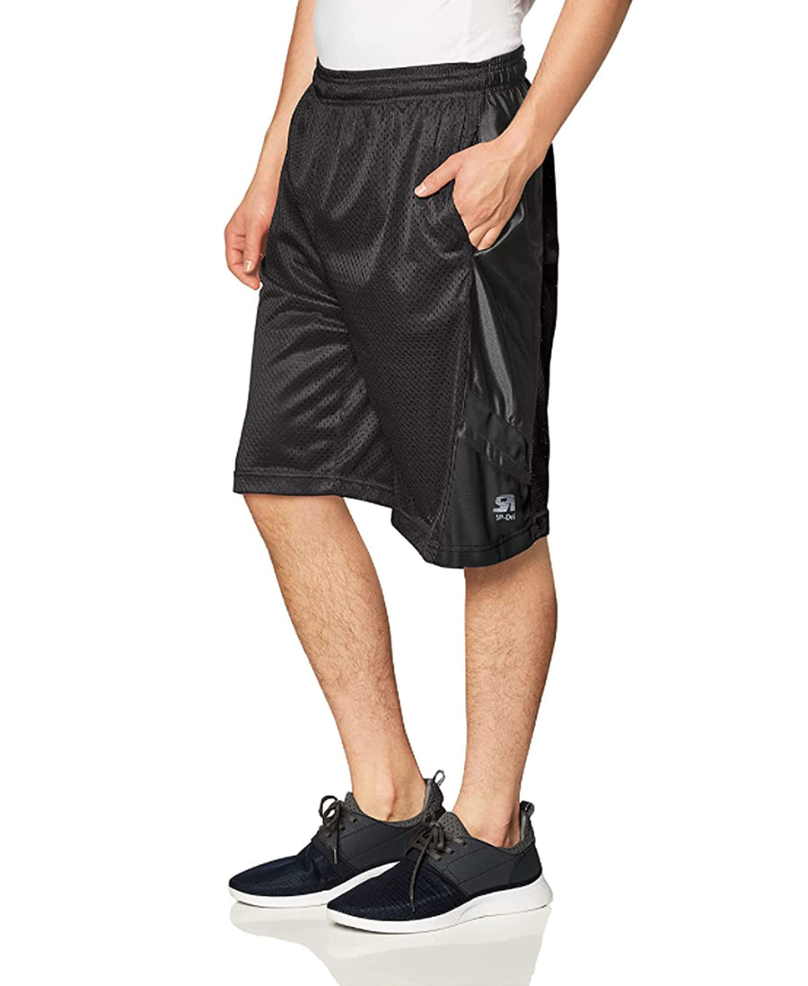 Men's Athletic Gym Mesh Shorts with Pockets, Lightweight, Quick Dry, Breathable, Black, Large