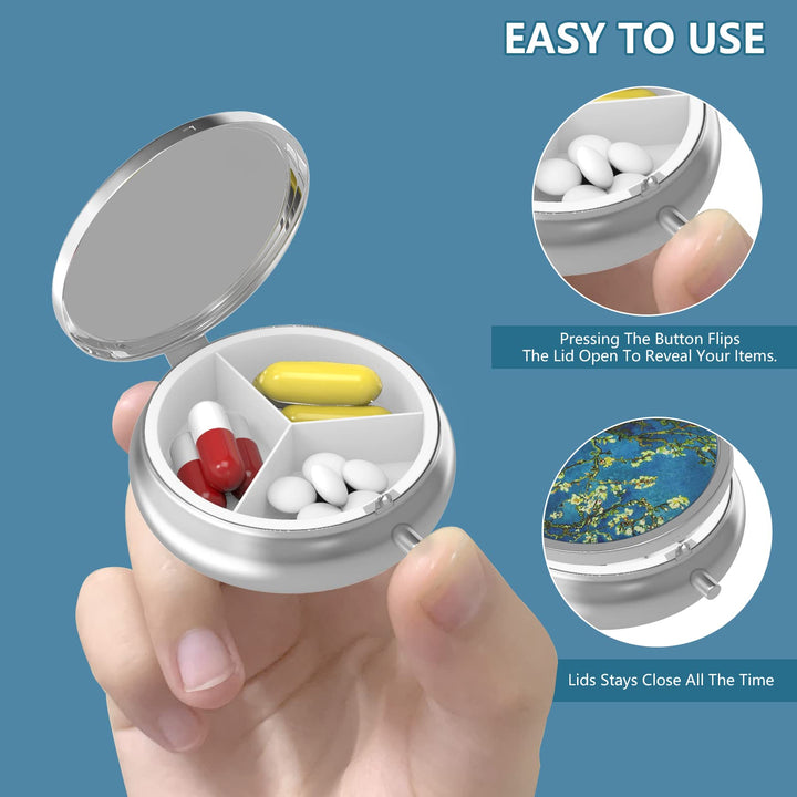 Pill Box 3 Compartment Medicine Pill Case,Portable Medi