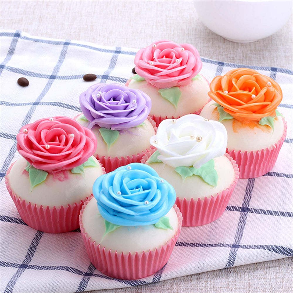 6pcs Realistic Artificial Simulation Rose Cupcake Cake Fake Food Model Photography for Home Kitchen Party Decoration