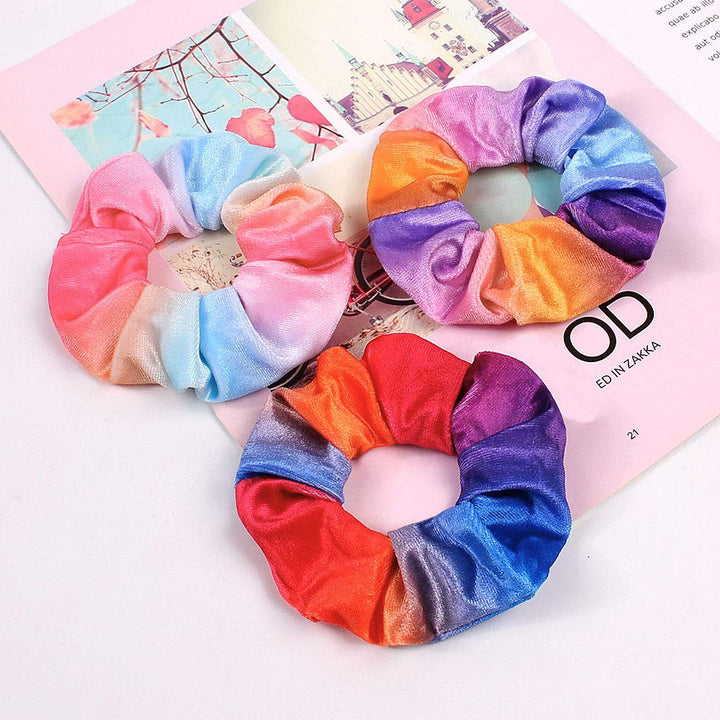 9 PCS Premium Velvet Macaron Theme Hair Scrunchies Tie Bobbles Rainbow Hair Bands Scrunchy Hair Tie Ropes Lce Cream Color for Women Hair Elastic Bandss (9 PCS Rainbow)