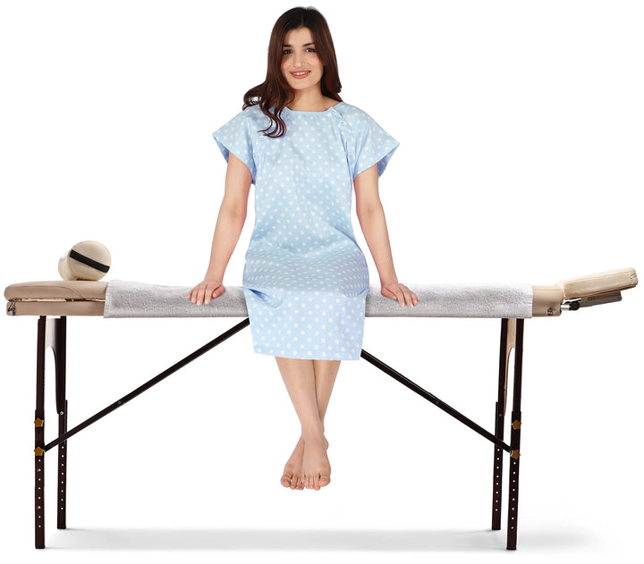 Utopia Care Women's Hospital Gown Soft Comfortable and Stylish Patient Gown, Small-Medium, Polkadots Blue