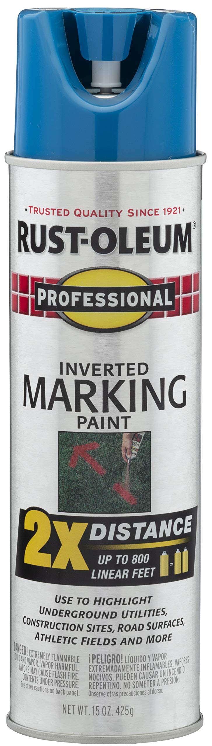 266575 Professional 2X Distance Inverted Marking Spray Paint, 15 oz, Caution Blue