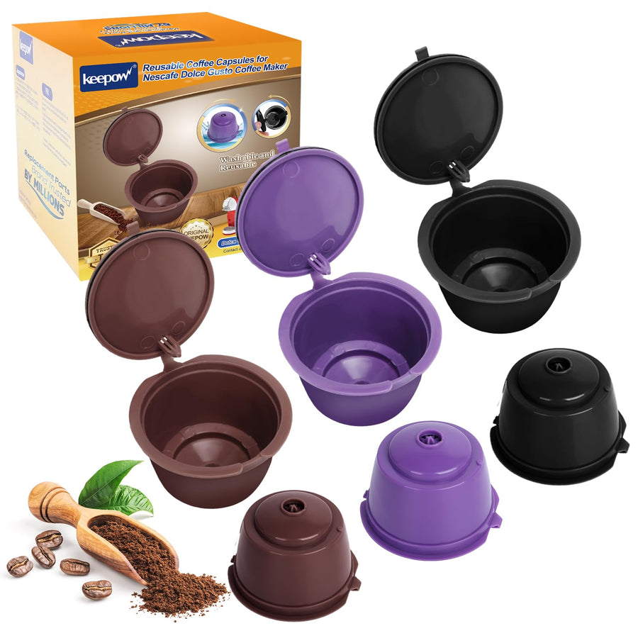 KEEPOW Reusable Coffee Capsules Compatible with Nescafe