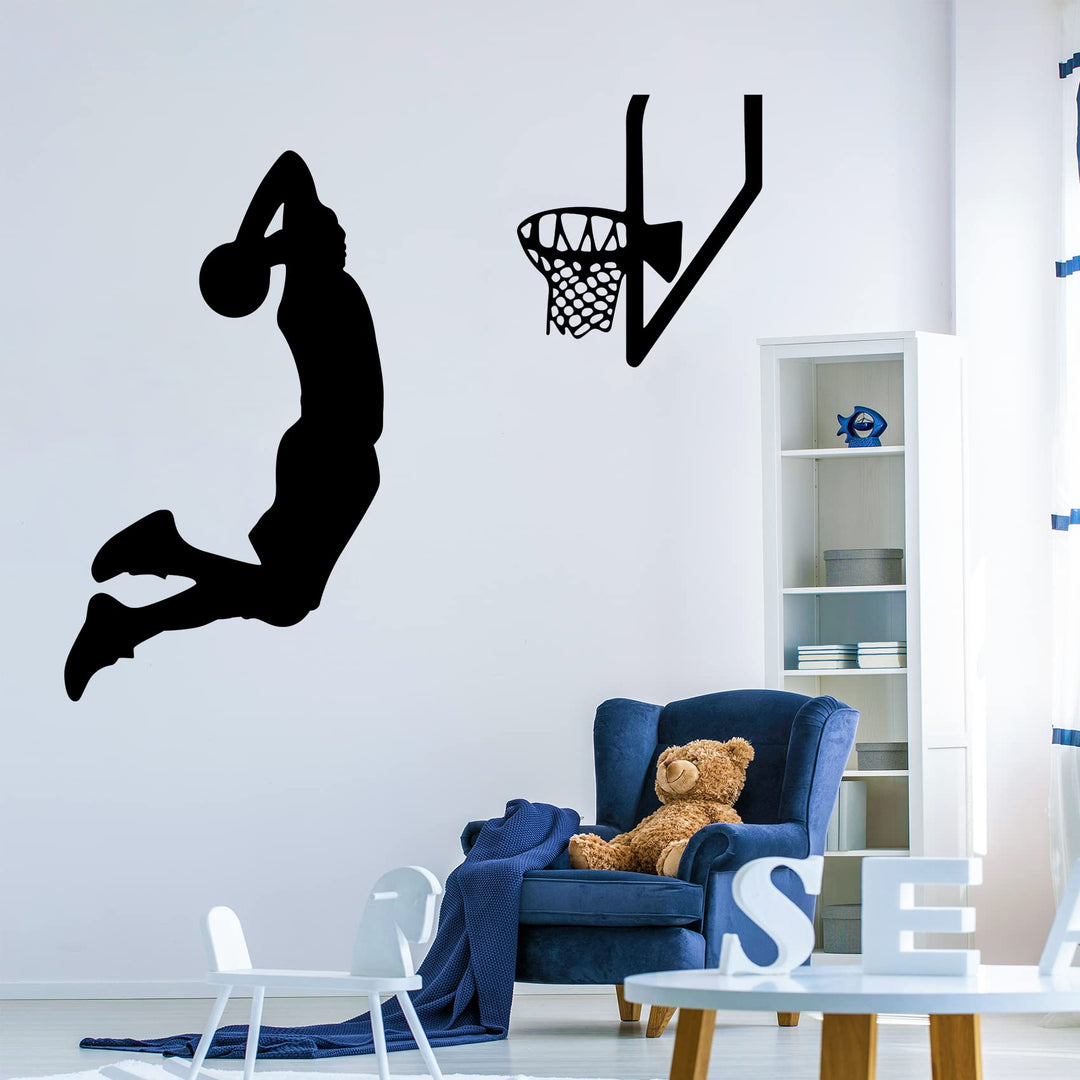 Basketball Wall Decor Sports Stickers Peel and Stick Wall Decals for Boys Bedroom, 24x20.1in