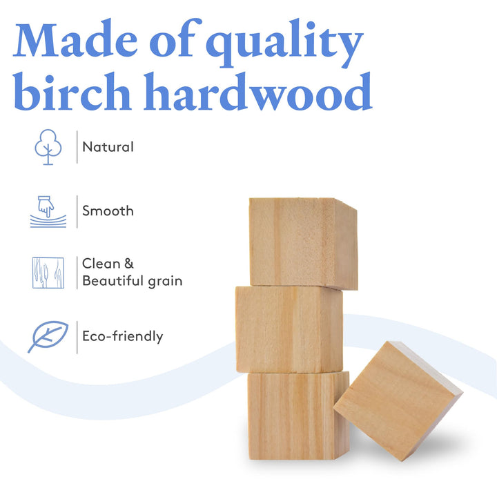 Wooden Blocks, 1/2 Inch Unfinished Wood Blocks for Crafts, Pack of 100 Wooden Cubes, Plain Wooden Blocks for Baby Shower, Small Blank Wooden Blocks, STEM, Building, Birch Wood Cubes for Crafts