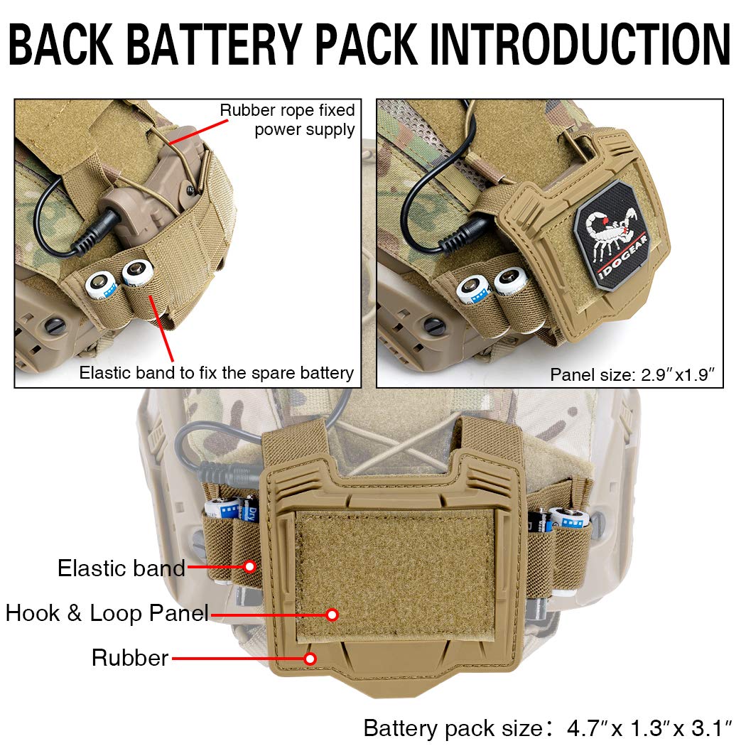 Tactical Helmet Cover With Battery Rear Pouch For Fast Helmet In Size M/L Military Paintball Hunting Shooting Gear - 500D Nylon (Multicam)