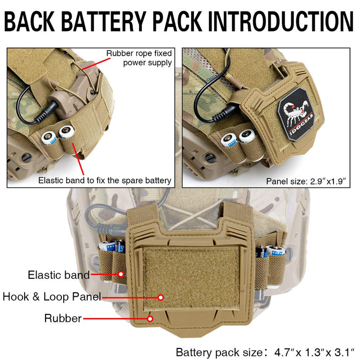 Tactical Helmet Cover With Battery Rear Pouch For Fast Helmet In Size M/L Military Paintball Hunting Shooting Gear - 500D Nylon (Multicam)