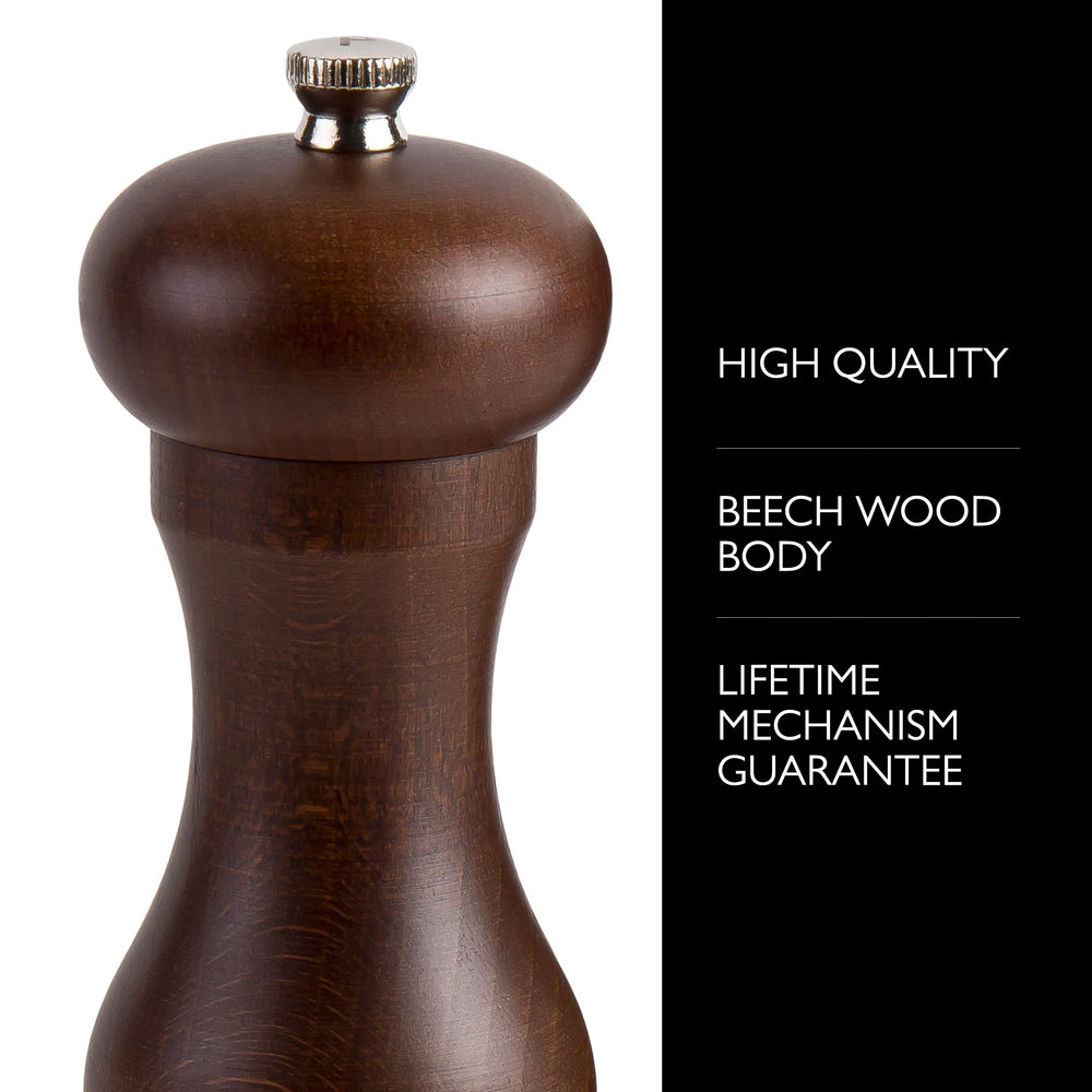 COLE & MASON Capstan Wood Salt Grinder - Wooden Mill Includes Precision Mechanism, 6.5 inch