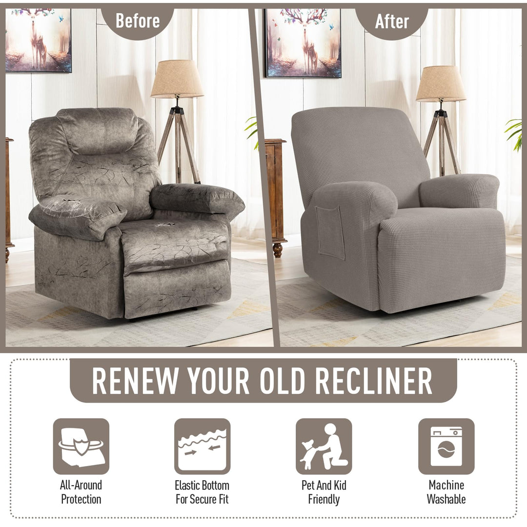 TAOCOCO Recliner Cover 4-Pieces, Recliner Stretch Sofa 