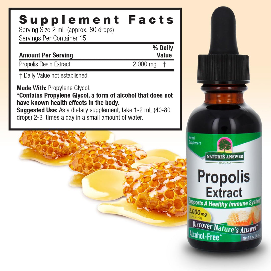Nature&#39;s Answer Propolis Resin Extract 1 Fluid Ounce - Alcohol Free, Immune Support, Gluten Free, Made in USA, Natural Bee Product, Suitable for Everyone, Pure Herbal Extract