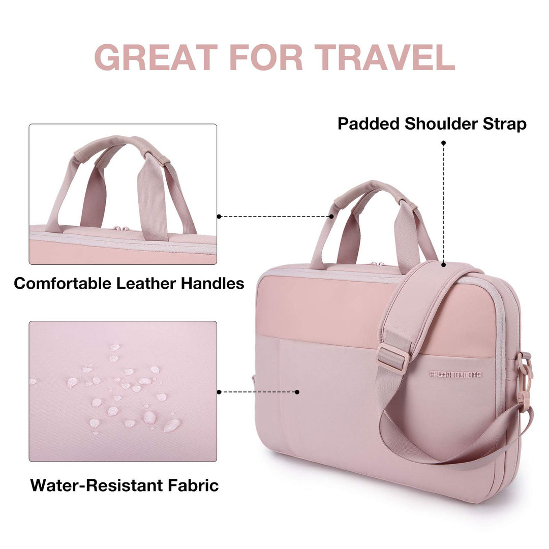 Laptop Bag for Women,15.6 Inch Laptop Case Expandable Computer Bag Slim Briefcase,Pink