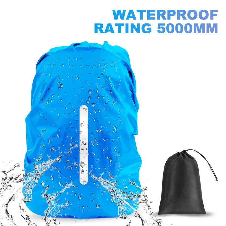 2pcs Waterproof Rain Cover for Backpack, Reflective Rainproof Protector for Anti-dust and Anti-Theft M 30L-40L Black