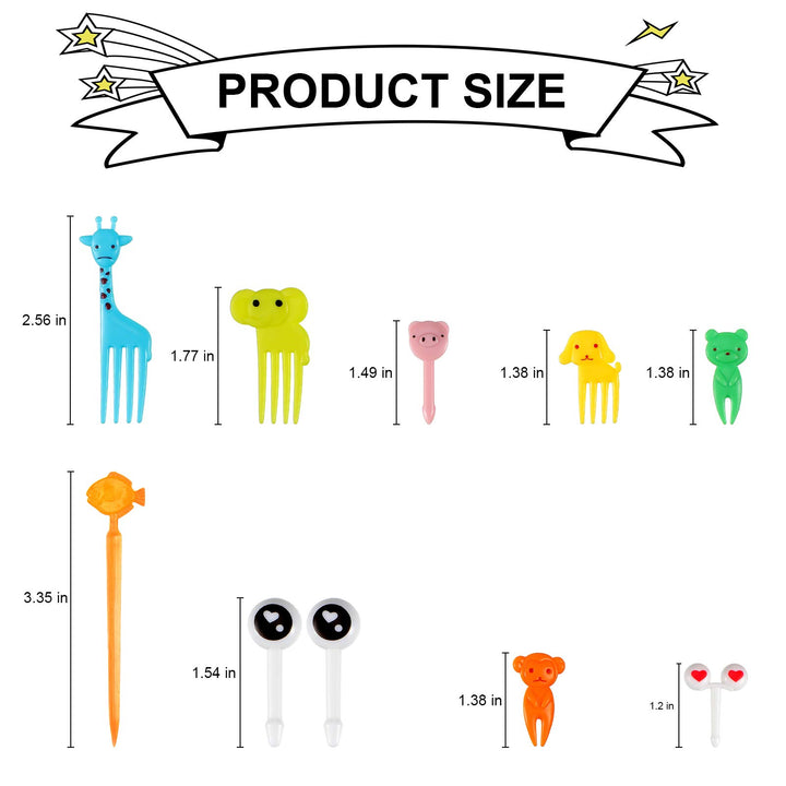 80 Pieces Animal Fruit Food Picks Lunch Bento Box Picks Cute Cartoon Toothpick Mini Cupcake Fork Picks for Back to School Classroom Cake Dessert Pastry Party Supply