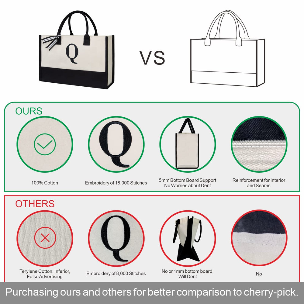 TOPDesign Classic White & Black Cotton Canvas Tote 
