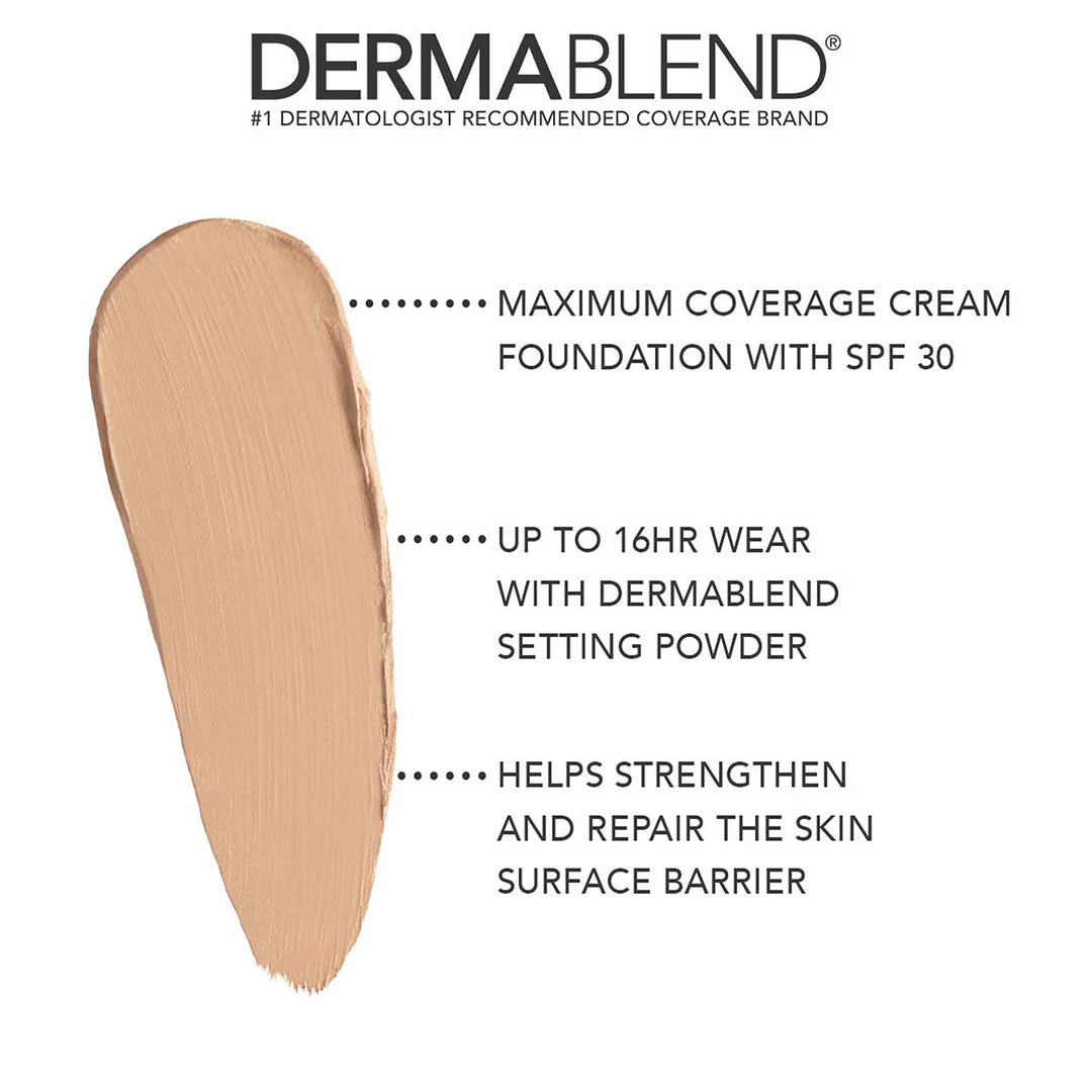 Cover Creme High Coverage Foundation with SPF 30, 10N Warm Ivory, 1 Oz.